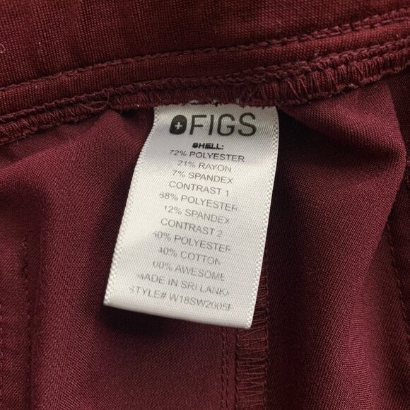 Figs Scrub Set Womens Large Catarina Top Zamora Petite Pants Burgundy Medical RN - Picture 14 of 16